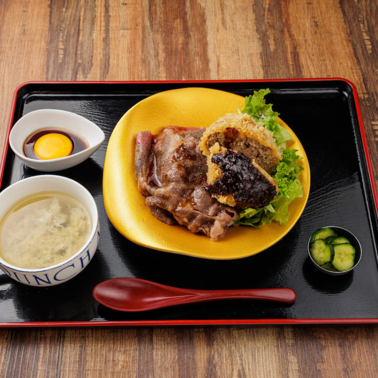 新潟和牛×松阪牛  「新潟和牛げんこつメンチ」と「松阪牛」肉のてっぺん丼